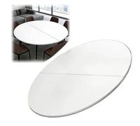 EMENKD 2-Fold Portable Wooden Dining No Legs, 30 40inch Large Round Folding Tabletop Extender Foldable Table Top for Family Meals Parties(White,100cm/40inch)
