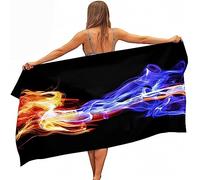 EMENZA Serviettes de Plage 100 x 200 cm 3D Arc-en-Ciel, Serviette de Bain Flamme Microfibre à Séchage Rapide, Coton, Serviettes de Plage pour Enfant Femme Homme Grande Drap de Plage