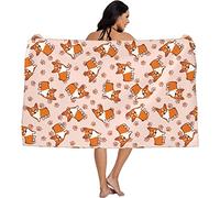 EMENZA Serviettes de Plage 100 x 200 cm Corgi Animal, Drap de Plage XXL Microfibre à Séchage Rapide pour Femme Homme, Coton, Serviette de Bain Grande Taille pour Sauna, Piscine, Camping