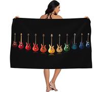 EMENZA Serviettes de Plage 100 x 200 cm Guitare Rock, Guitare Drap de Plage XXL Séchage Rapide pour Enfant Femme Homme, Coton, Anti Sable, Serviette de Bain Grande Taille Microfibre