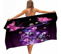 EMENZA Serviettes de Plage 100 x 200 cm Papillon, 3D Fleur Drap de Plage XXL Microfibre à Séchage Rapide pour Femme Homme, Coton, Serviette de Bain Grande Taille pour Sauna, Piscine, Camping