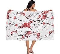 EMENZA Serviettes de Plage 200 x 200 cm Fleurs Cerisier, Japon Drap de Plage XXL Séchage Rapide pour Enfant Femme Homme, Coton, Anti Sable, Serviette de Bain Grande Taille Microfibre
