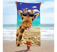 EMENZA Serviettes de Plage 3D Drôle de Girafe, Serviette de Bain Animal 70 x 150 cm Microfibre à Séchage Rapide pour Femme Homme, Coton, Drap de Plage Grande Taille pour Piscine, Camping