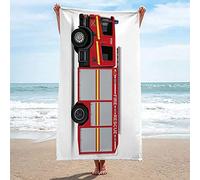 EMENZA Serviettes de Plage 70 x 150 cm Camion Pompier Rouge, Drap de Plage XL Microfibre à Séchage Rapide pour Femme Homme, Coton, Serviette de Bain Grande Taille pour Sauna, Piscine, Camping