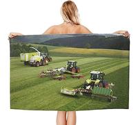 EMENZA Serviettes de Plage 80 x 160 cm 3D Tracteur, Serviette de Bain Véhicules Agricoles Microfibre à Séchage Rapide, Coton, Serviettes de Plage pour Enfant Femme Homme Grande Drap de Plage