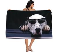 EMENZA Serviettes de Plage 80 x 160 cm Noir Et Blanc, Dalmatiens Drap de Plage XL Séchage Rapide pour Enfant Femme Homme, Coton, Anti Sable, Serviette de Bain Grande Taille Microfibre