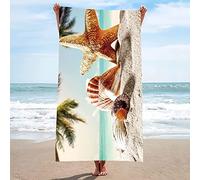EMENZA Serviettes de Plage 90 x 180 cm Étoile Mer Tropicale, Drap de Plage XXL Microfibre à Séchage Rapide pour Femme Homme, Coton, Serviette de Bain Grande Taille pour Sauna, Piscine, Camping