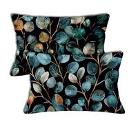 Émeraude Coussin Canape 60x80 cm Housses de Coussin Usine Motif Lin Canape Housse Lot de 2 Rectangle Taie Oreiller avec Fermeture Éclair Désign pour Decoration Chambre Maison, Cadeau Femme h-1363