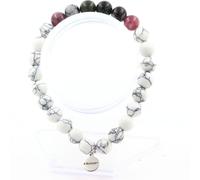 Emeraude de Zambie + lépidolite + obsidienne flocon de neige + bracelet de perles de howlite 8 mm