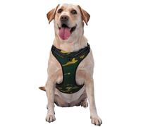 Émeraude Vert foncé Tons de Terre Marbre doré,Harnais pour Animaux de Compagnie, Harnais réfléchissant réglable pour Chien,M
