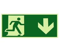 Emergency Exit Sign, long lasting luminescence and self-adhesive-adhésif en PVC - Conforme aux Normes ISO DIN 7010/DIN 67510 - Résistant aux UV et aux Intempéries - 300x150 mm