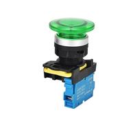 Emergency Stop Switch 22mm LA36M Mushroom Button Switch with LED Momentary Self Reset Push Button Switch RED Green 380v(Green-no led,1NC)