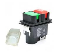 Emergency Stop Switch Waterproof Magnetic Push Button Switch for Bench Saw Drill Lathes, KJD17B 220V 16A 4 Pins 2HP