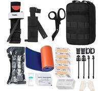 Emergency Survival Kits,Tactical Military Trauma First Aid Kit,Molle Emt Ifak Pocket Outdoor Gear Tourniquet Bandage Bleeding Control Kit For Camping Hiking Hunting Travel (Black)