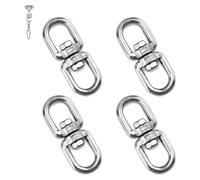 Émerillon en Acier Inoxydable, Anneau pivotant 304 Double Face, émerillon M8 en Acier Inoxydable, émerillon à Corde à Crochet à œil pivotant, pour chaises suspendues, Lot de 4