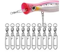 Émerillons en acier - 10 pièces pivot avec mousqueton | Roulement à eau et salée | Pivotant pointé en forme de huit double pince terminale équipement