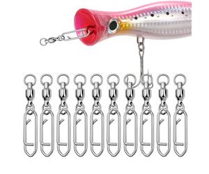 Émerillons en acier - 10 pièces pivot avec mousqueton | Roulement à eau et salée | Pivotant pointé en forme de huit double pince terminale équipement