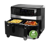Emerio AirFryer AF-126672.4 Friteuse numérique à air chaud double avec air chaud sans huile supplémentaire, volume 2 x 5,0 l, 12 programmes sans BPA, fonction Smart Finish (les deux sont prêts en même