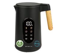 EMERIO WK-132230 Bouilloire en acier inoxydable 1,7 l, double paroi isolée, choix de la température de 40 à 100 °C par incréments de 5 °C, écran avec variétés de thé préprogrammées, sans BPA, 2200 W