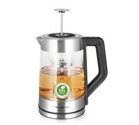 Emerio Bouilloire en verre avec choix de la température [50|70|80|90|100°C], WK-122730, bouilloire, passoire à thé manuelle en acier inoxydable, verre borosilicate, sans BPA, volume 1,7 l, 2200 W.