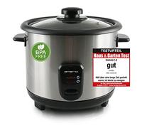 EMERIO cuiseur à riz automatique avec volume de 1,5 L, fonction de maintien au chaud arrêt automatique revêtement antiadhésif couvercle en verre avec cuillère à riz + tasse à mesurer, RCE-110118.5