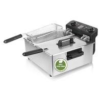 EMERIO DF-120485 Lot de 2 friteuses à huile de 3,0 l avec technologie zones froides, double chambre, thermostat, plus de goût amer, 3300 W, réservoir en acier inoxydable, sans PFA, nettoyage facile