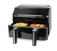 Emerio - Friteuse Sans Huile 7,2l - Double Bac - Minuteur - Thermostat Réglable - Réservoir Amovible - Cool Touch - Noir