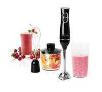 EMERIO HB-130492 Mixeur plongeant 4 en 1 avec 2 vitesses + fonction Turbo | Acier inoxydable | Mixeur plongeant + fouet + hachoir multifonction 500 ml + verre doseur 700 ml | Câble de 1,2 m | Puissant