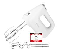 EMERIO HM-124178 Batteur électrique avec 6 vitesses 250 W et bouton turbo Fouet extra long + crochet pétrisseur en acier inoxydable (passe au lave-vaisselle) Sans BPA