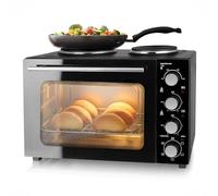 EMERIO MO-125236.4 Four de 32 litres + 2 plaques de cuisson | Chaleur tournante + chaleur de voûte et de sole | Minuterie + régulateur de température | Plaque de cuisson et grille de cuisson | Four de