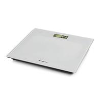 Emerio Pèse-personne numérique avec capteurs précis, technologie Step-on, avec 2 piles AAA, écran LCD, unités en kg/lb/st, jusqu'à max. 180 kg, ultra fin, arrêt automatique, verre blanc, 28 x 28 x 2