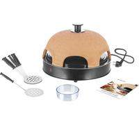 Emerio PO-115985 Four à pizza, couvercle en terre cuite, fait à la main, design breveté, pour mini pizza, véritable plaisir familial pour 4 personnes