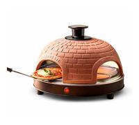 Emerio PO-115985 Four à pizza, couvercle en terre cuite, fait à la main, design breveté, pour mini pizza, véritable plaisir familial pour 4 personnes