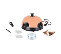 Emerio PO-115985 Four à pizza, couvercle en terre cuite, fait à la main, design breveté, pour mini pizza, véritable plaisir familial pour 4 personnes
