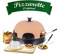 Emerio PO-115985 Four à pizza, couvercle en terre cuite, fait à la main, design breveté, pour mini pizza, véritable plaisir familial pour 4 personnes
