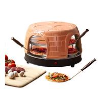 Emerio PO-116124.1 Four à pizza, couvercle en terre cuite, fait à la main, design breveté, pour mini pizza, véritable plaisir en famille pour 8 personnes