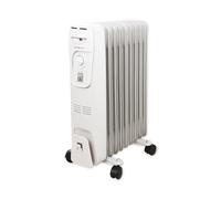 Emerio Radiateur à huile 9 éléments, 3 niveaux de puissance, régulateur de température, thermostat à économie d'énergie, portable roues, protection surchauffe, récupérable, blanc, 2000 W
