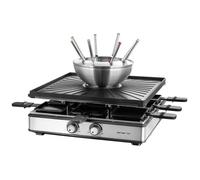 EMERIO RG-128187 Appareil à raclette 8 poêlons, 8 fourchettes à fondue noir, acier inoxydable