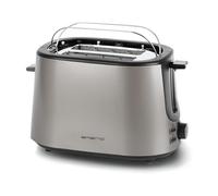 EMERIO TO-122830.2 Grille-pain en acier inoxydable avec embout intégré pour petits pains, édition inox, 2 fentes pour pain, tiroir de centrage automatique, décomposition/décongélation/réchauffement, 7