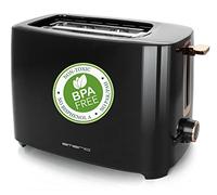 emerio TO-125131.1 Grille-pain avec 2 fentes extra larges pour 2 tranches de pain dans un toast avec tiroir ramasse-miettes amovible, 7 niveaux de brunissage réglables, sans BPA, noir/doré
