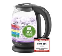 emerio WK-119255 TESTSIEGER Haus & Garten Test 02/2019, bouilloire en verre avec sélection de température (60°C/70°C/80°C/90°C/100°C), sans BPA, protection contre l'ébullition à sec, Auto -off, 2200 W