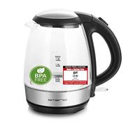 EMERIO WK-125145 Bouilloire sans fil verre, noir, argent Contenance: 1.2 l