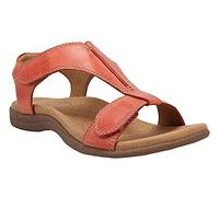 EMERZE Femmes Plates Sandales Eté Sandales Orthopédiques Cuir Synthétique Peep-Toe Sandales Confortables Sandales Plates Velcro Femme Sandalias,001,41EU
