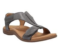 EMERZE Femmes Plates Sandales Eté Sandales Orthopédiques Cuir Synthétique Peep-Toe Sandales Confortables Sandales Plates Velcro Femme Sandalias,006,41EU