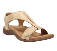 EMERZE Femmes Plates Sandales Eté Sandales Orthopédiques Cuir Synthétique Peep-Toe Sandales Confortables Sandales Plates Velcro Femme Sandalias,003,37EU