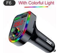Emetteur 5.0 compatible Bluetooth lumineux Emetteur Fm automatique Mains libres Multi-fonctions Lecteur Mp3 Récepteur Usb sans fil Chargeur rapide Noir F6