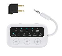 Émetteur Audio Bluetooth 2 en 1, 25H d'Autonomie Transmetteur Récepteur Jack 3.5mm, Adaptateur Bluetooth pour Casque Avion/Stéréo Domestique/Voiture