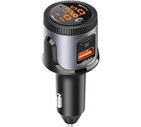 Emetteur Bluetooth 5.0 pour voiture FM à Qc3.0+usb C PD 18w Chargeur gris