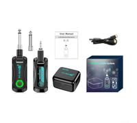 Émetteur de guitare sans fil, rechargeable avec compartiment de charge de 6,35 mm à 3,5 mm, tête audio commutable, faible latence pour les performances en direct et l'enregistrement des musiciens