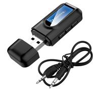 Emetteur et Récepteur USB Bluetooth 5.0 2 en 1, Adaptateur Transmetteur Avion Bluetooth Audio Jack 3.5mm avec Écran LCD, pour Voiture TV PC Casque Haut-parleurs Home Stereo